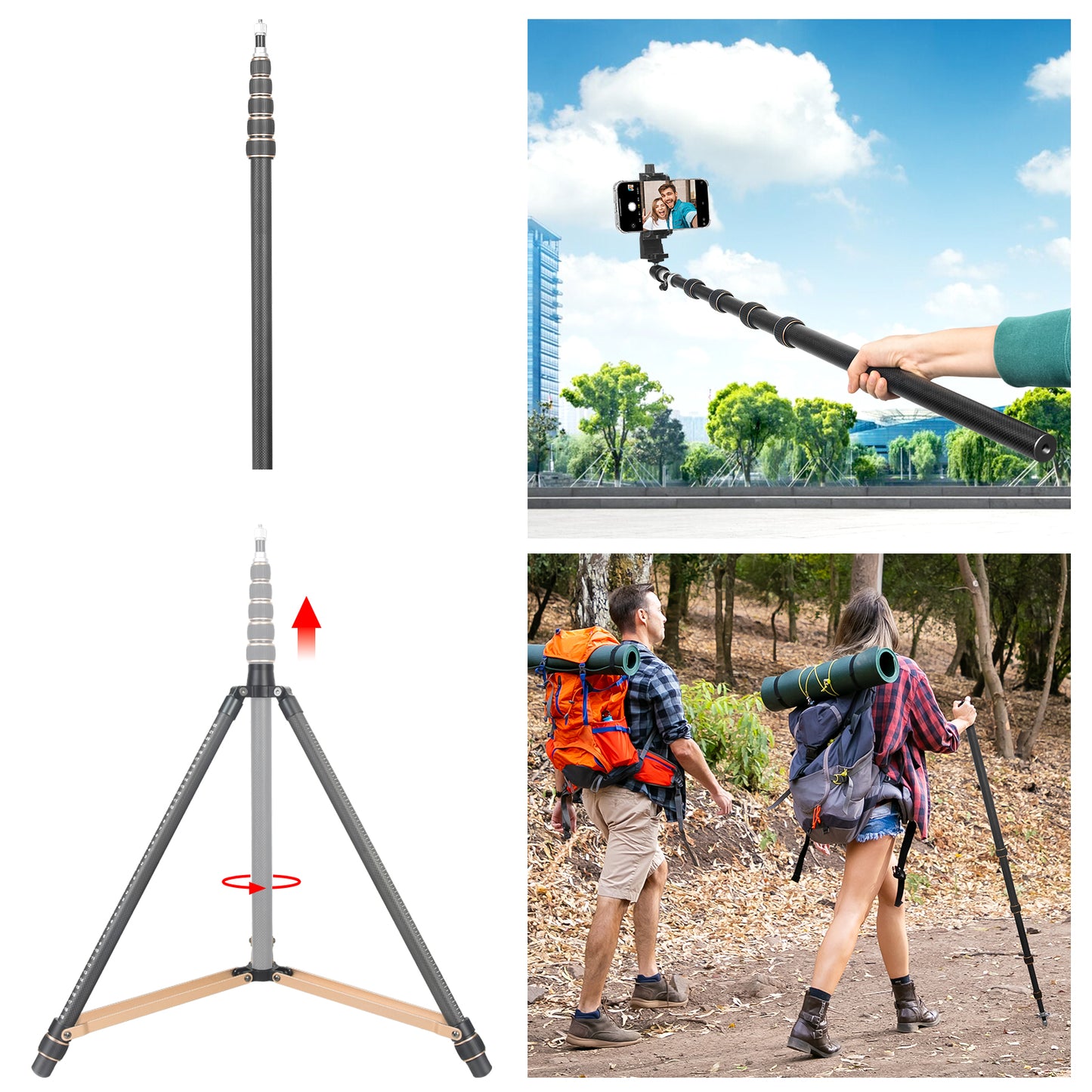 Fosoto SL285 Carbon FiberLed Light Tripod Stand 2.5m Head Softbox For Photo Studio Photographic Lighting Flash LED Light