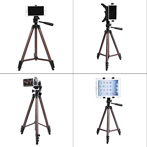 FOSOTO 50 inches Camera Tripod with Universal Tablet Holder Mount Compatible for iPad Air,iPad 4 3 2,ipad Mini,Samsung Galaxy Tab,Tab 3,Tab 4,Tab 5,Tab Pro,Google Nexus,Kindle,iPhone,Microsoft Surface