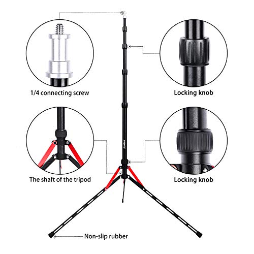 FOSOTO 7.2ft Aluminum Alloy Compact Portable Reverse Legs Light Stand with Carry Bag for Photography Video Photo Studios Photographic Equipment - FOSOTOFOSOTO 7.2ft Aluminum Alloy Compact Portable Reverse Legs Light Stand with Carry Bag for Photography Video Photo Studios Photographic Equipment