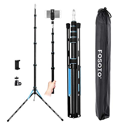 FOSOTO 87inch Photography Tripod Light Stand Carbon Fiber Lightweight Photographic Stand Compact for Photo Studio Equipment Softbox Umbrella Shooting Video Filming Speedlight