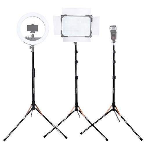 FOSOTO 75in Fold Video Tripod Light Stand Super Lightweight Compact for Ring Light, Speedlight, Flash, Umbrella, Softbox, Filming Product Portrait Shooting Lighting Stand