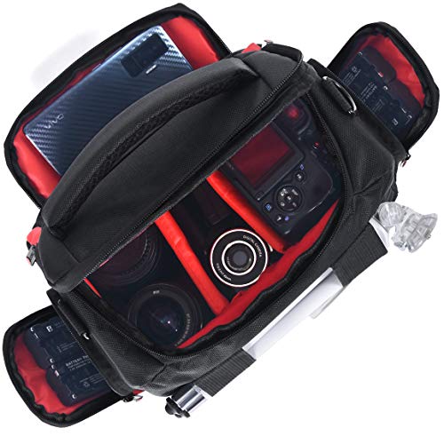 FOSOTO DSLR Camera Shoulder Bag Case Compatible for Canon EOS Rebel T7 T6 4000D 80D 90D 6D Mark II,Nikon D3500 D3400 D5600 D60 D750,Sony SLR and Lenses (Large)
