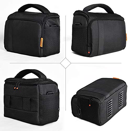 FOSOTO Waterproof (with Rain Cover) Shoulder Camera Case Bag Compatible for Nikon D5600 D750 D3300 Canon Rebel SL2 T7i EOS 80D 60D Sony A77II a68 a99II Travel DLSR SLR Camera Bags