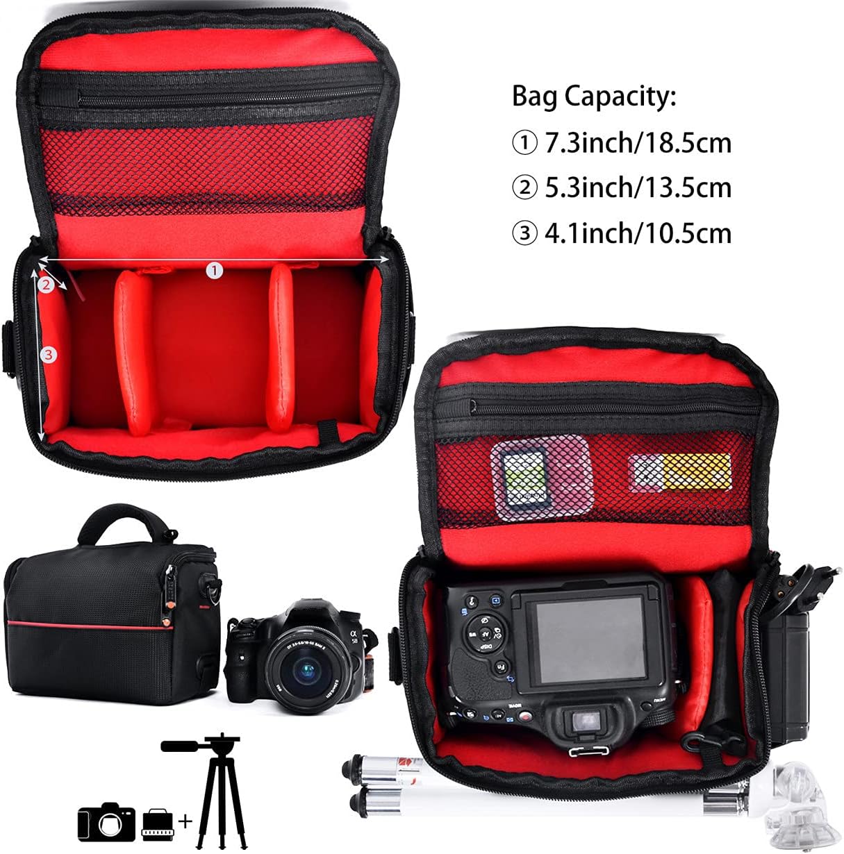 FOSOTO Compact Camera Shoulder Bag Case with Waterproof Rain Cover Compatible for Canon EOS M50 PowerShot SX420 SX430 SX70 SX50 SX30IS Sony a6400 RX10 DSC-H300 Nikon Coolpix P900
