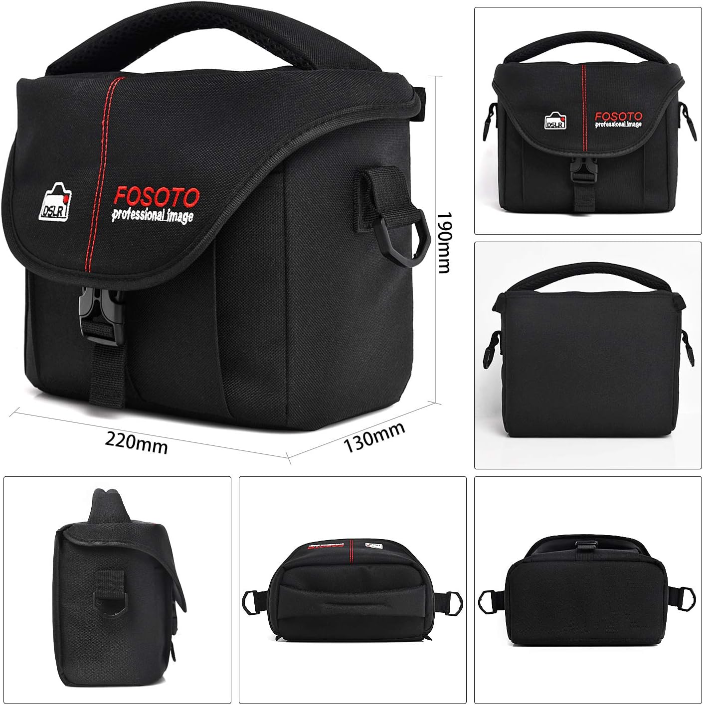 FOSOTO DSLR Camera Case Bag Compatible for Nikon D3400 D5500 D5600 D7200 D810 D750 D610 D60,Canon EOS T3 T4i T5i T6 T7 T7i SL1,Fuji X-T3 and more