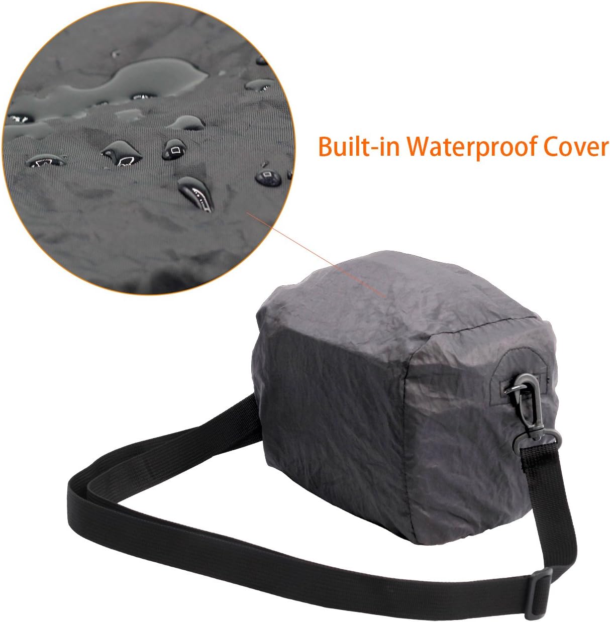 FOSOTO Waterproof (with Rain Cover) Camera Case Bag Compatible for Nikon Coolpix L340 B500 L330 L840 L830 L820 L620, Canon PowerShot SX410 SX420 SX530 M5 M100,Fujifilm XT20,Sony Alpha a6000 A6300 Nex7