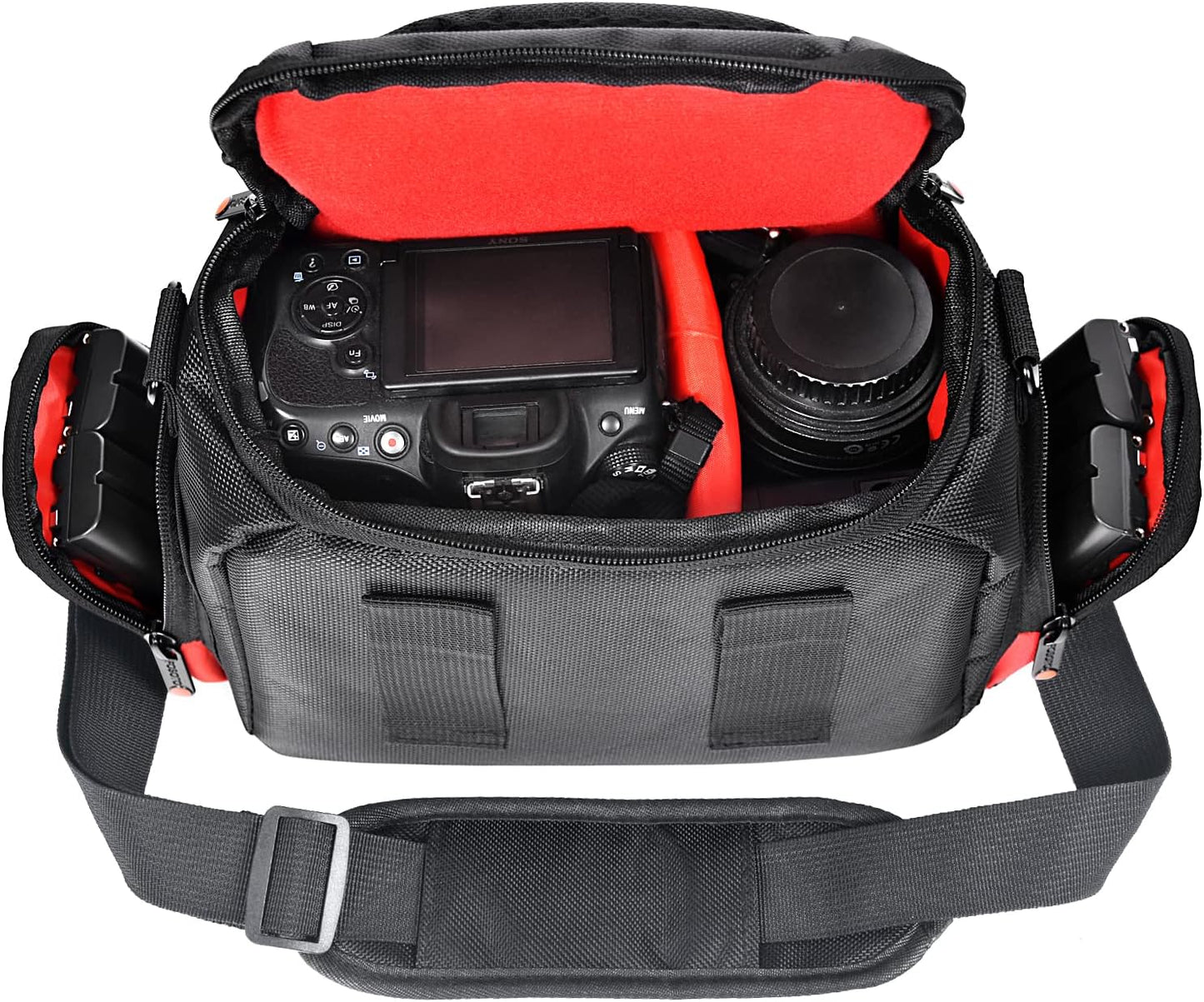 FOSOTO Camera Shoulder Bag Case Compatible for Nikon D3000 D3200 D3300 D5100 D5300 D7500 D500 D610 Canon 2000D T8i SL2 T7i DSLR Cameras