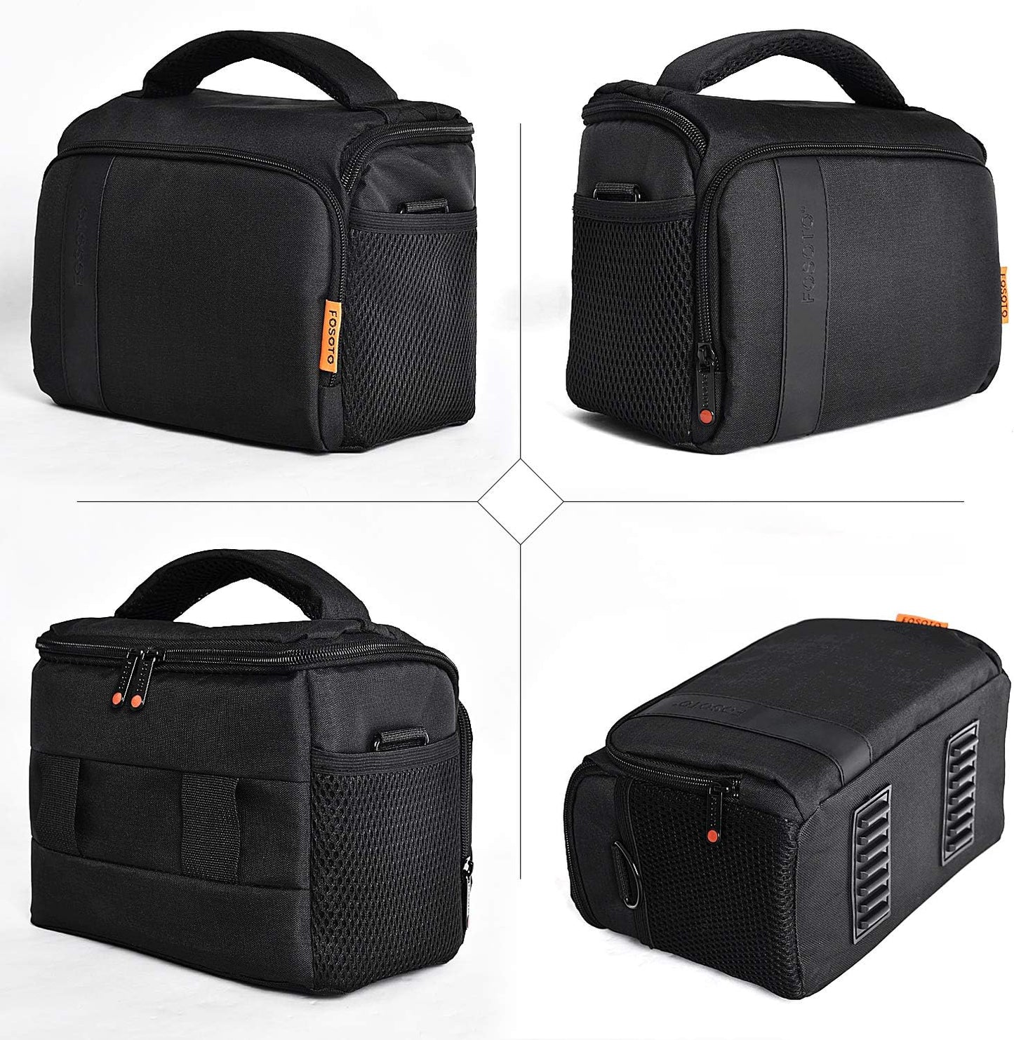 FOSOTO Waterproof (with Rain Cover) Shoulder Camera Case Bag Compatible for Nikon D5600 D750 D3300 Canon Rebel SL2 T7i EOS 80D 60D Sony A77II a68 a99II Travel DLSR SLR Camera Bags