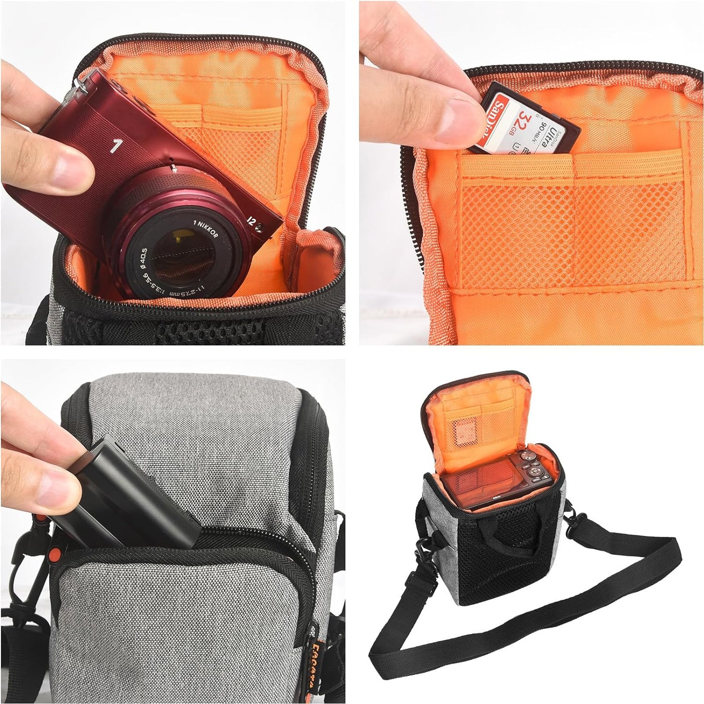 FOSOTO Camera Case Bag Compatible for Nikon L340 L330 B500 L840,Canon SX420 SX720 SX620 G7X, Sony A6000 A6300 a5100 NEX-6 W830 RX100 RX0M2,Panasonic GX85 ZS60 Long Zoom or Compact Syste
