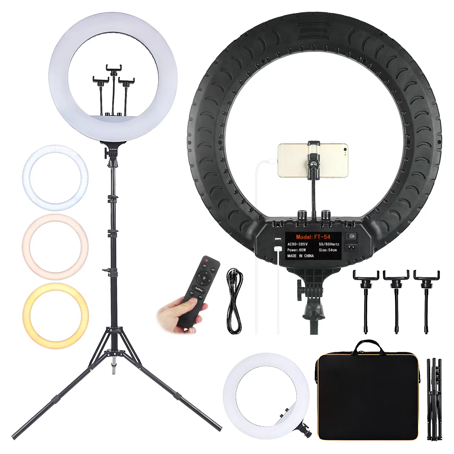 FOSOTO FT-54 21 Inch Led Ring Light Photography lamp Camera Phone Ringlight Makeup Video Ring Lamp With Tripod For Youtube