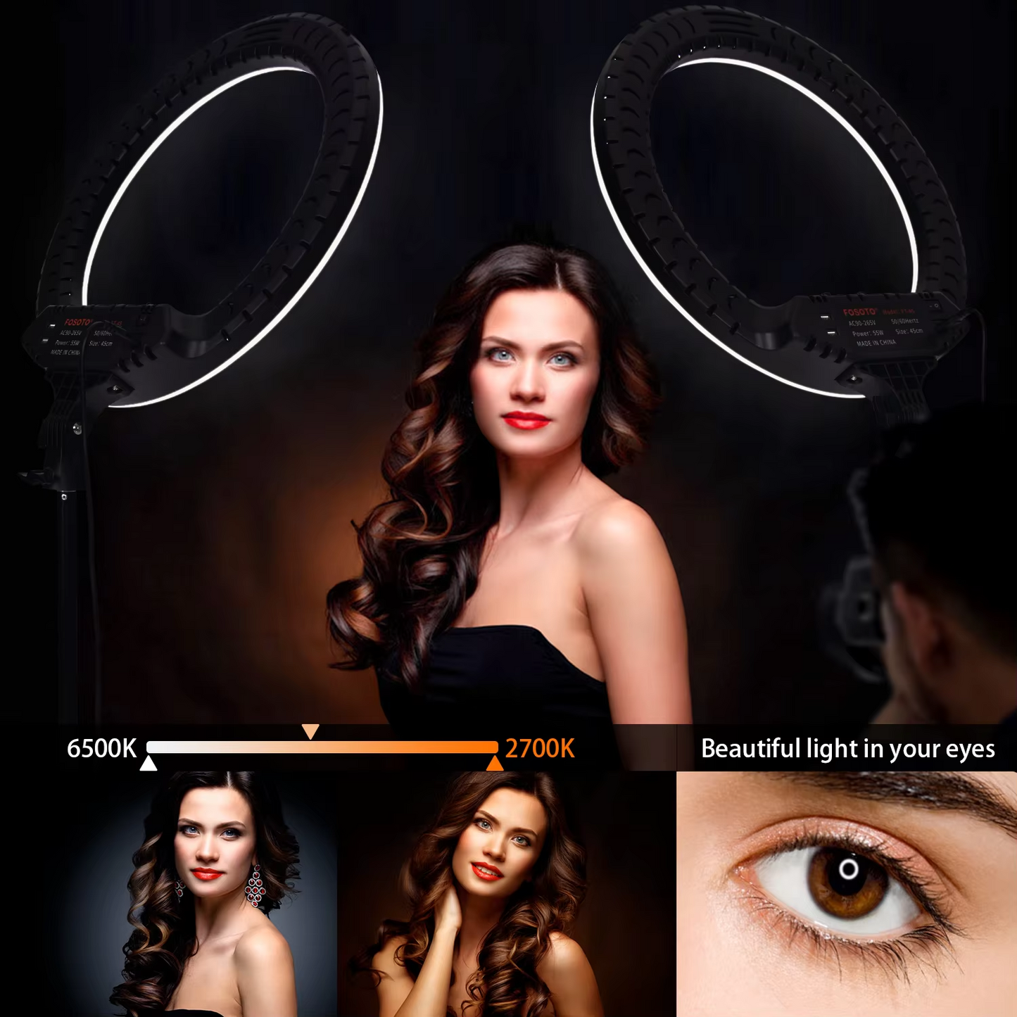 FOSOTO FT-54 21 Inch Led Ring Light Photography lamp Camera Phone Ringlight Makeup Video Ring Lamp With Tripod For Youtube