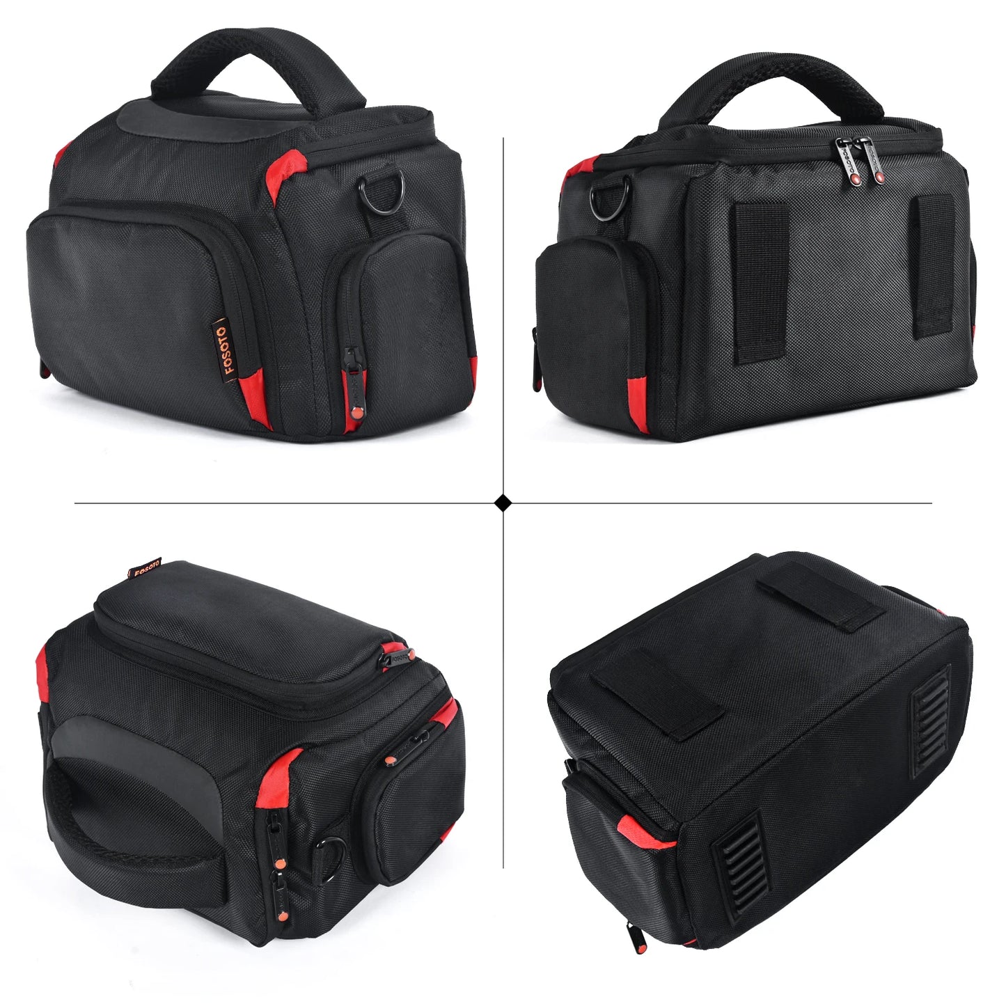 FOSOTO DSLR Camera Shoulder Bag Case Compatible for Canon EOS Rebel T7 T6 4000D 80D 90D 6D Mark II,Nikon D3500 D3400 D5600 D60 D750,Sony SLR and Lenses (Large)