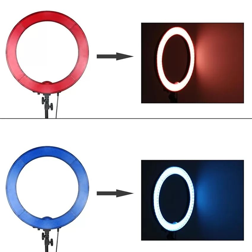 fosoto Blue and Red Color Filter Set For RL - 18 18"LED Ring Light and Dimmable Beauty Ring Light Lamp Effect Poster Advertisement - FOSOTOfosoto Blue and Red Color Filter Set For RL - 18 18"LED Ring Light and Dimmable Beauty Ring Light Lamp Effect Poster Advertisement