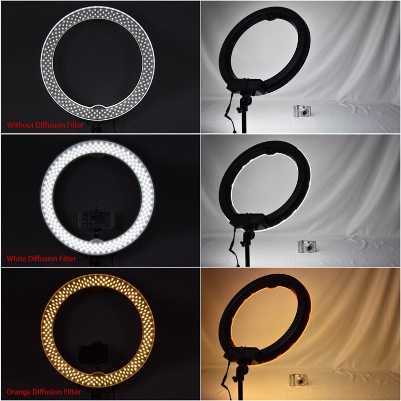 fosoto 55W 5500K 240 LED Makeup Photographic Lighting Dimmable Camera Photo video Phone Photography Ring Light Lamp&battery slot - FOSOTOfosoto 55W 5500K 240 LED Makeup Photographic Lighting Dimmable Camera Photo video Phone Photography Ring Light Lamp&battery slot