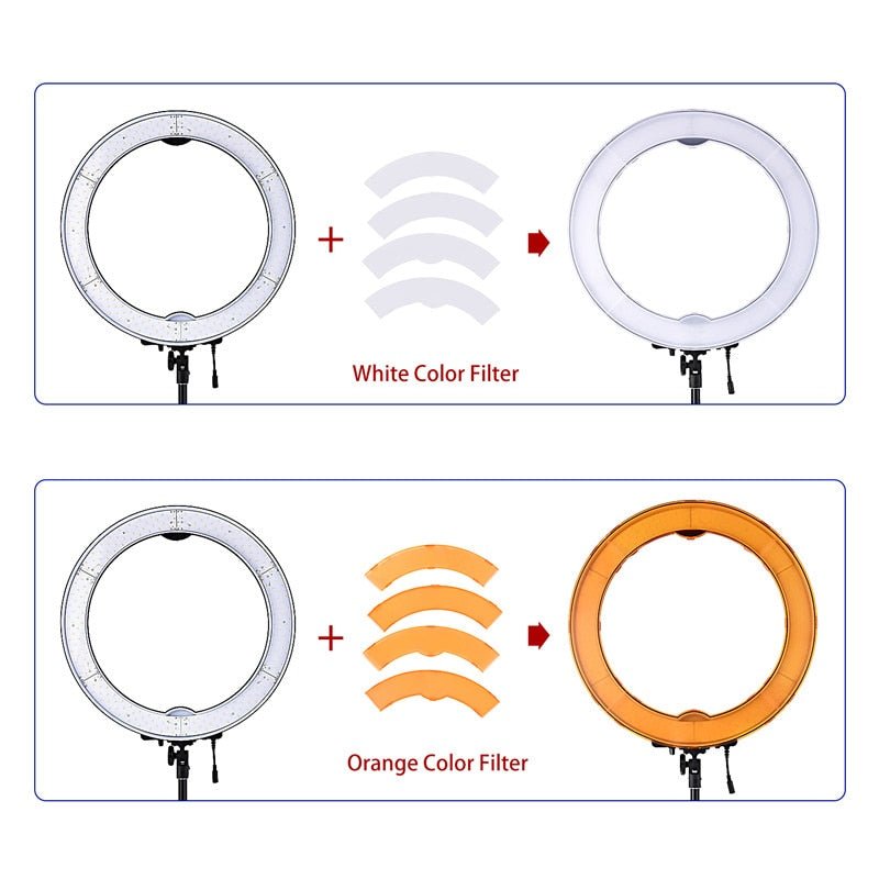 fosoto 55W 5500K 240 LED Makeup Photographic Lighting Dimmable Camera Photo video Phone Photography Ring Light Lamp&battery slot - FOSOTOfosoto 55W 5500K 240 LED Makeup Photographic Lighting Dimmable Camera Photo video Phone Photography Ring Light Lamp&battery slot