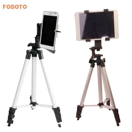 FOSOTO New Professional Camera Tripod Monopod Mount Holder Stand&Tablet Phone Holder 102cm for iPad mini 5 4 3 2 and smart phone