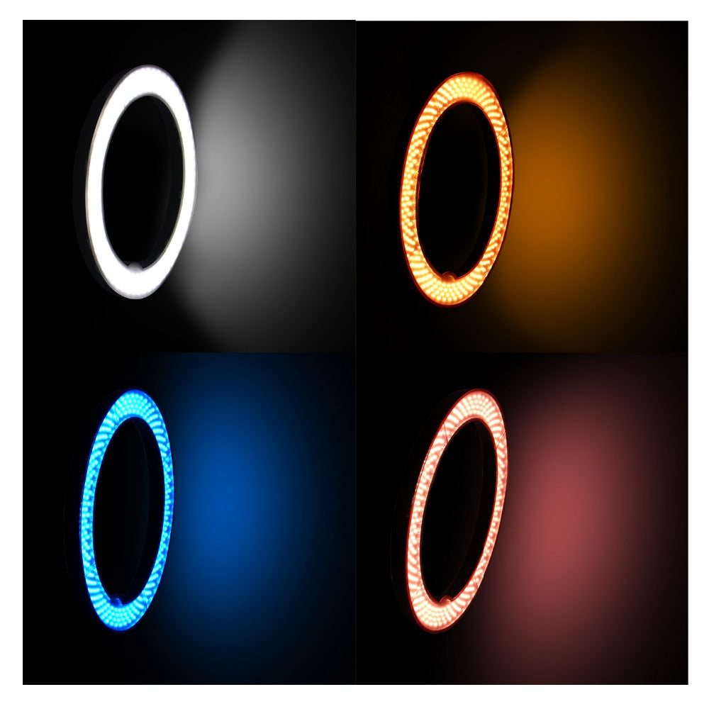 Fosoto RL-18 "Cámara de fotos/teléfono/vídeo 55W 240 Anillo de luz LED 5500K fotografía lámpara de anillo regulable con 4 colores de plástico/trípode