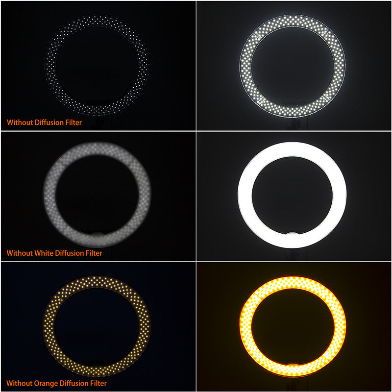 fosoto RL-18" Camera Photo/Phone/Video 55W 240 LED Ring Light 5500K Photography Dimmable Ring Lamp with 4 Plastic Colors/Tripod