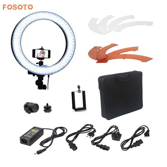 fosoto 18 英寸 RL-18 摄影视频工作室 240 LED 5500K 可调光数码相机拍照手机环形灯带塑料颜色