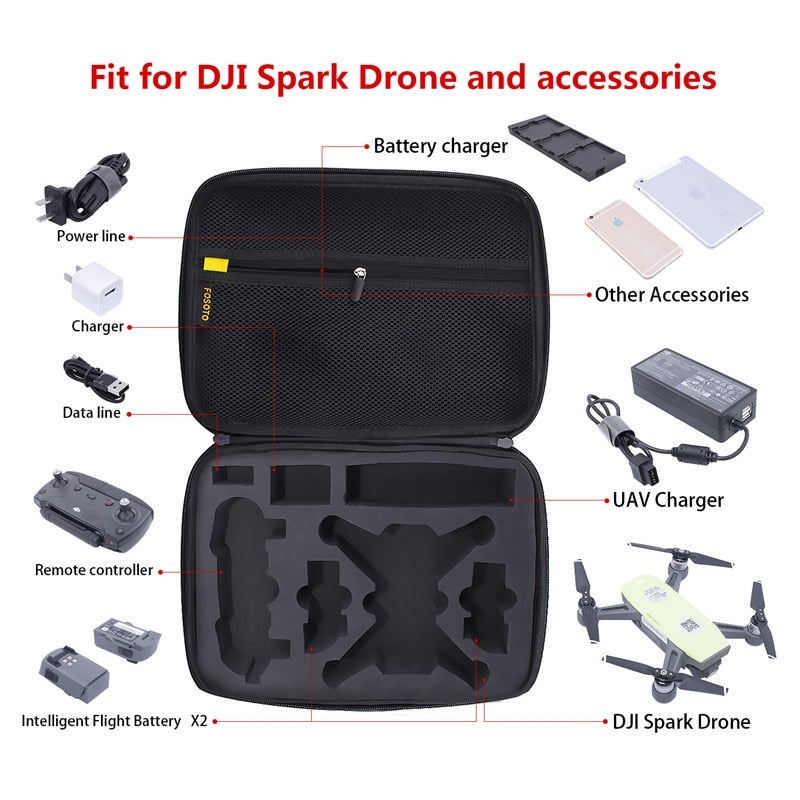fosoto Bolsa de Almacenamiento Duro EVA Impermeable Caja de Estuche de Transporte para dron DJI Spark y Todos los Accesorios Bolsas portátiles DJI Spark