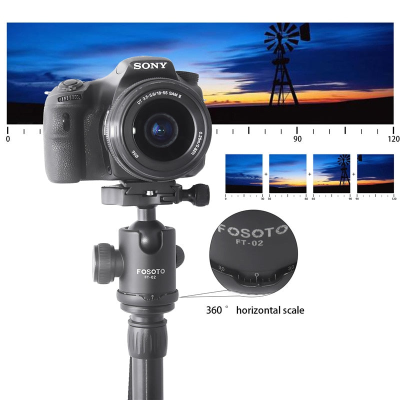 fosoto F-666 Professional Portable Q666 Tripod Monopod & 360 Degree Ball Head Quick Release Plate For Canon Nikon DSLR Camera