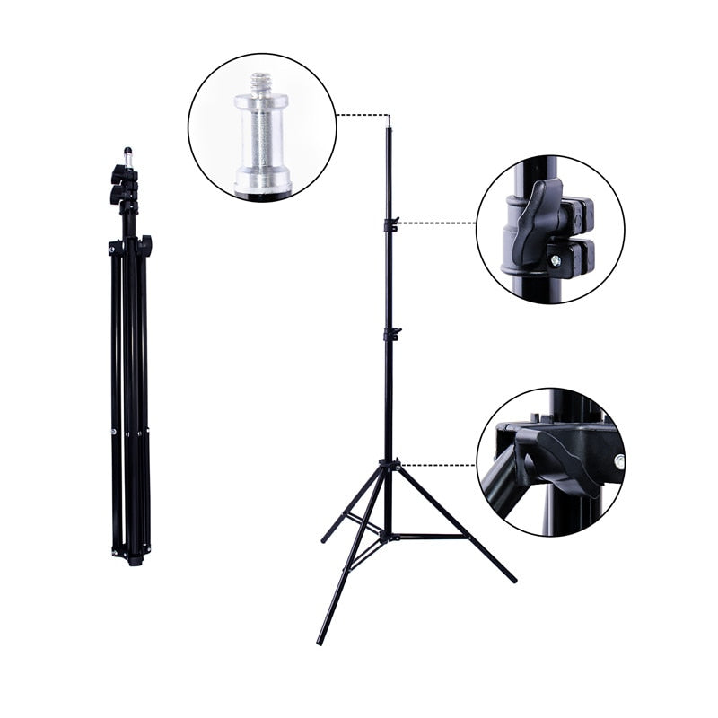 fosoto 2M RIng Light Lamp Tripod Stand With 1/4 Screw Head For Softbox Photo Video Reflector Lighting Flashgun Lamps RL-18 RL-12