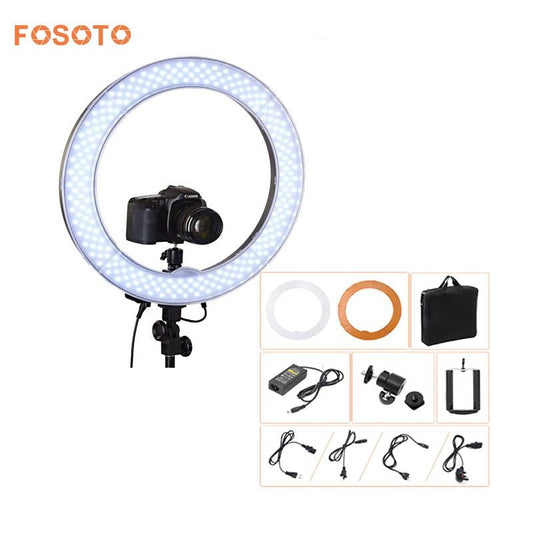 fosoto 相机摄影视频 18 英寸 RL-18 240 LED 环形灯 5500K 55W 可调光摄影环形视频灯，适用于相机补光灯