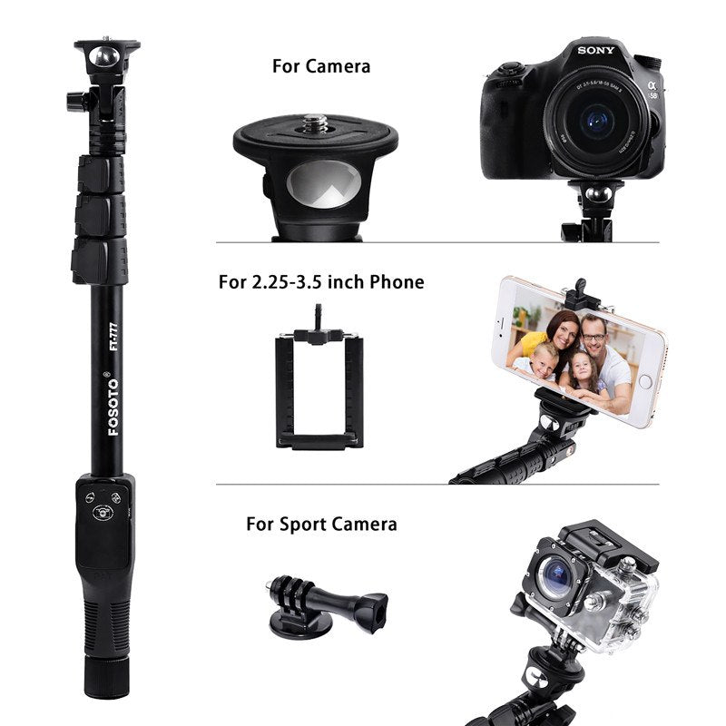fosoto FT-777 selfie stick Bluetooth 50" vs YT-1288 Handheld Monopod with Bluetooth&Case For Tripod Gopro Dslr Camera IPhone7