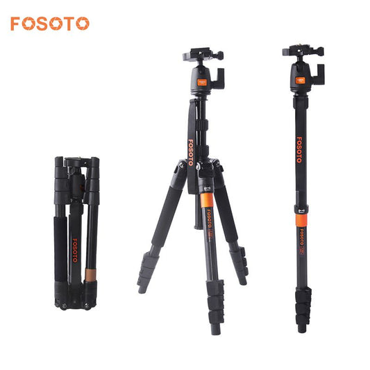 fosoto F-555 专业便携式镁铝合金 Q555 相机三脚架单脚架支架和球形云台适用于佳能尼康索尼