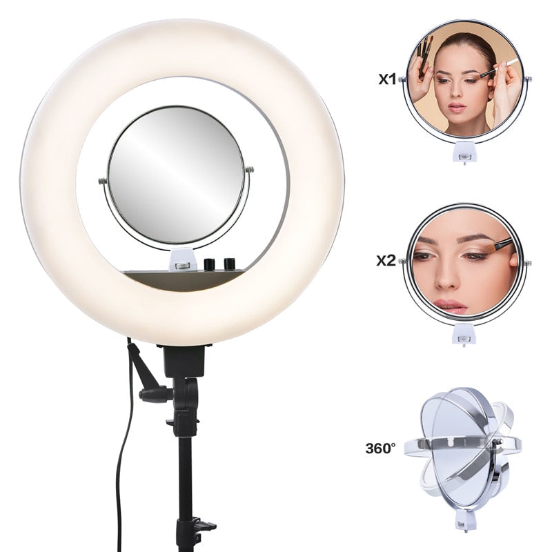 Fosoto 18 "5500K regulable LED anillo de luz ajustable 480 led 5500K cámara Macro anillo de luz para maquillaje y fotografía de belleza/vídeo