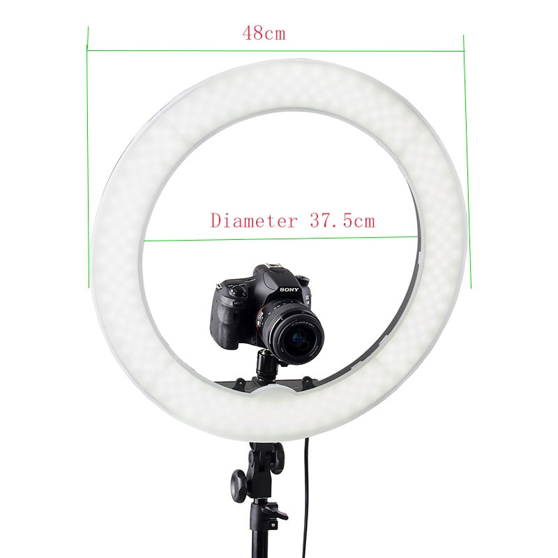 FOSOTO RL-18 55W 5500K 240 LED Photographic Lighting Dimmable Camera Photo/Studio/Phone Photography Ring Light Lamp&Tripod Stand