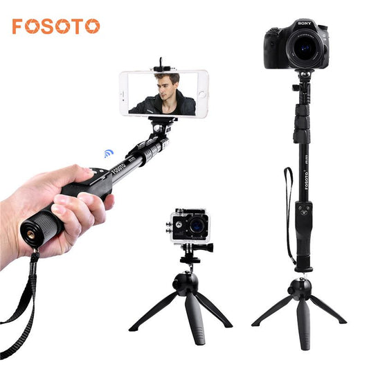 Fosoto FT-777 + 228 Selfie Stick VS YT-1288 bluetooth 50 "monopié de mano trípode Base soporte para cámara Gopro Dslr IPhone7 8