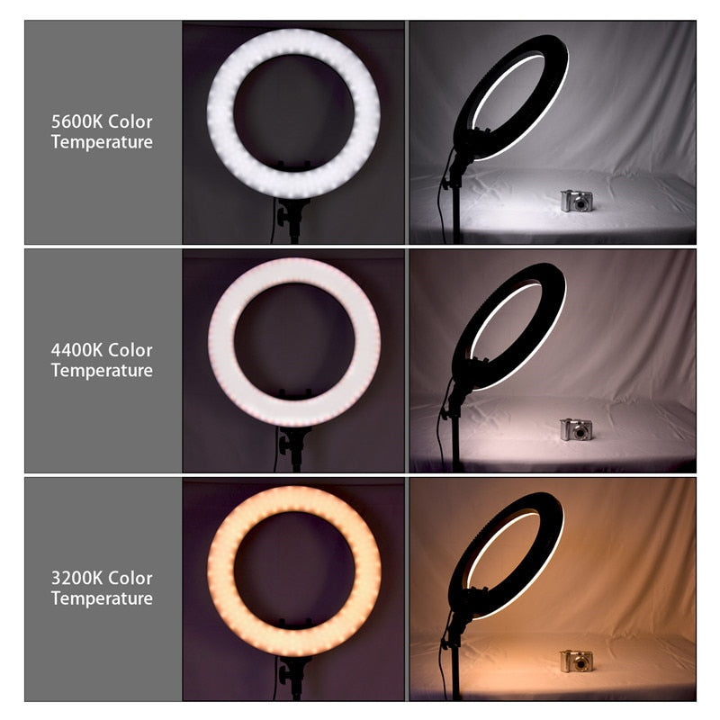 fosoto R48B 48W 3200-5600K 432 LEDs Photographic Lighting Dimmable Camera Photo Phone Photography Ring Light Lamp&tripod Stand