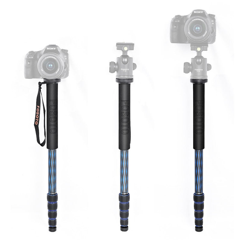 Fosoto C-222 cámara de fibra de carbono flexible Mini trípode soporte monopié portátil soporte de cabeza de bola para cámara profesional Dslr teléfono