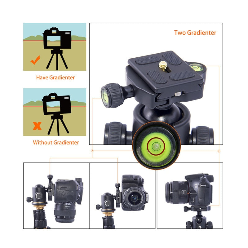 Fosoto C-222 cámara de fibra de carbono flexible Mini trípode soporte monopié portátil soporte de cabeza de bola para cámara profesional Dslr teléfono
