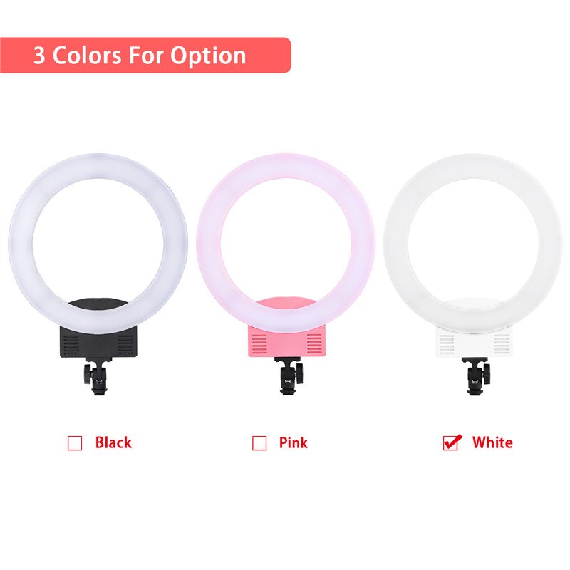 FOSOTO RL-12 Led Photographic Lighting 3200-5600K 3 Hot Shoes For Camera Phone Makeup Photography Ring Light Selfie Lamp Stand