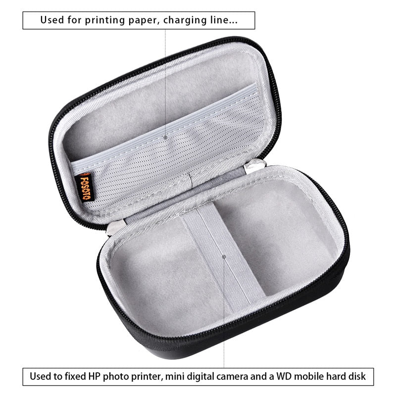 Fosoto Estuche portátil, funda de carcasa, bolsa de almacenamiento de transporte de viaje para impresora móvil Polaroid ZIP, impresora fotográfica portátil HP Sprocket