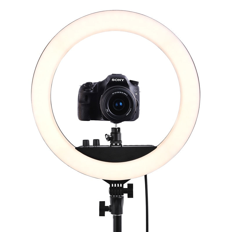 fosoto RL-12II 双色 3200-5500K 可调光摄影灯工作室化妆 LED 环形灯适用于相机摄影棚手机