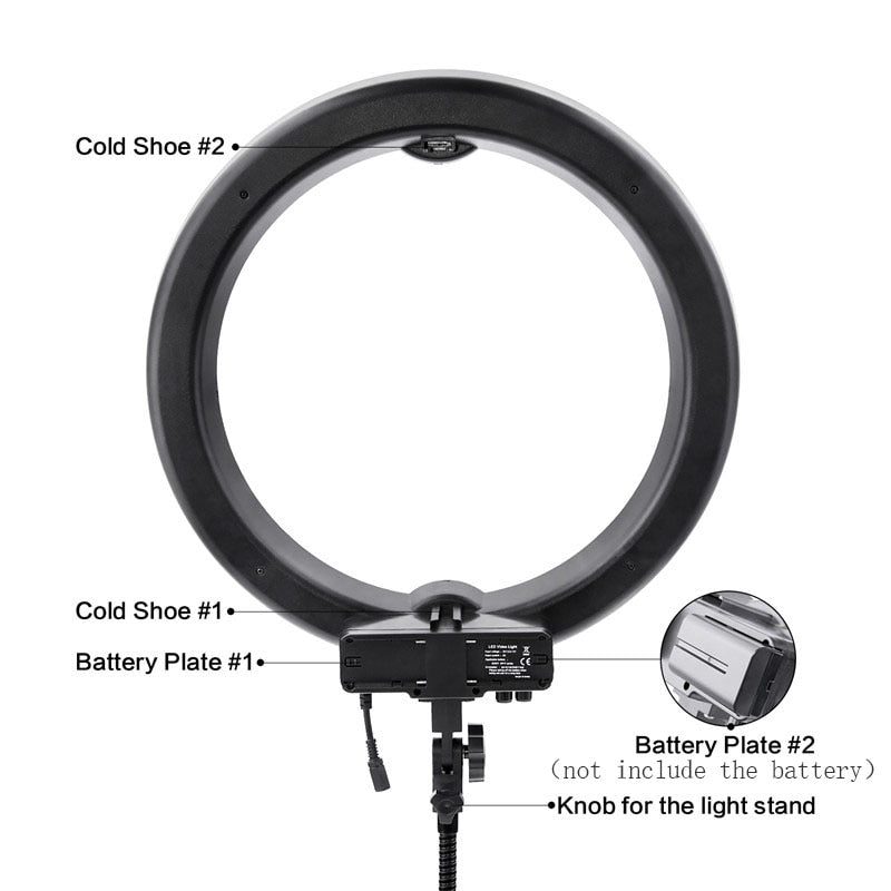 fosoto 55W 5500K 240 LED Makeup Photographic Lighting Dimmable Camera Photo video Phone Photography Ring Light Lamp&battery slot