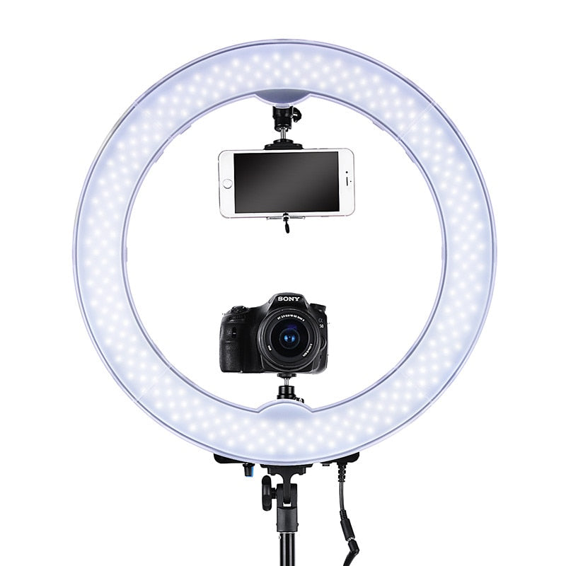 fosoto 55W 5500K 240 LED 化妆摄影灯可调光相机拍照视频手机摄影环形灯灯和电池槽