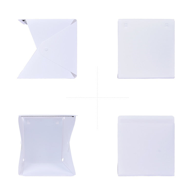 Fosoto Luz LED portátil plegable estudio difuso caja suave 24 cm 9 "negro blanco Mini fotografía fondo foto estudio caja de luz