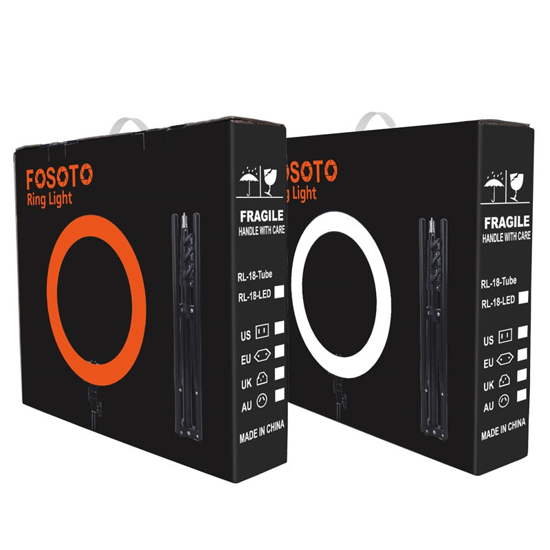 fosoto RL-12 摄影灯双色 3200K-5600K CRI93 双热靴适用于相机摄影棚手机视频环形灯